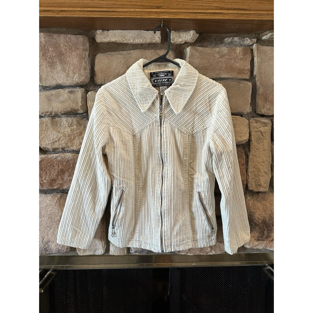 VTG 90s/Y2K Urban Vibe Ivory White Corduroy Jacket Women’s Size S Heavy Duty